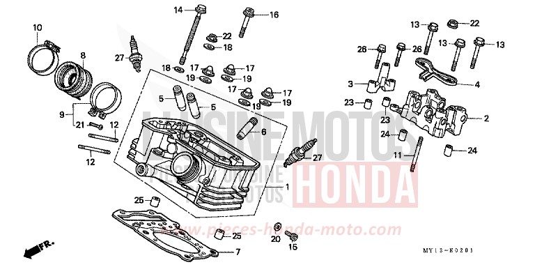 REAR CYLINDER HEAD for Africa Twin 750 SAHARA BULE METALLIC (PB273) from 1999